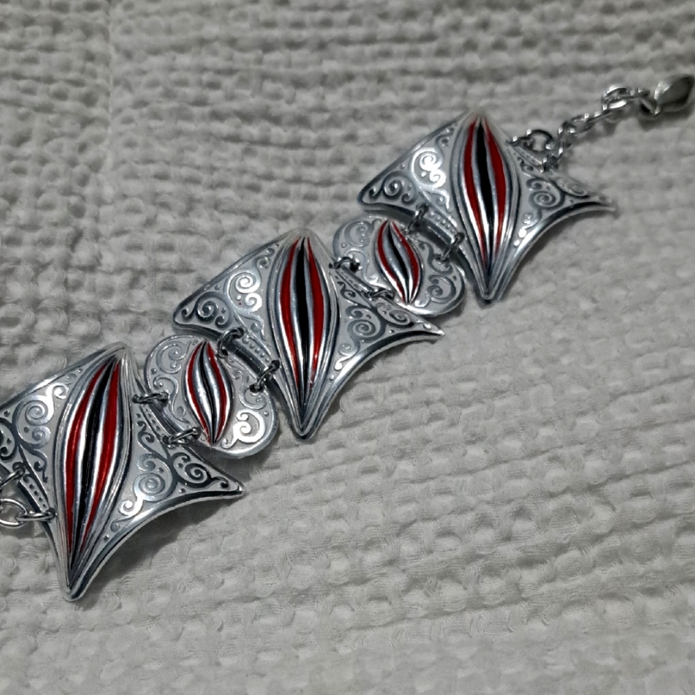 Silver and Red bracelet